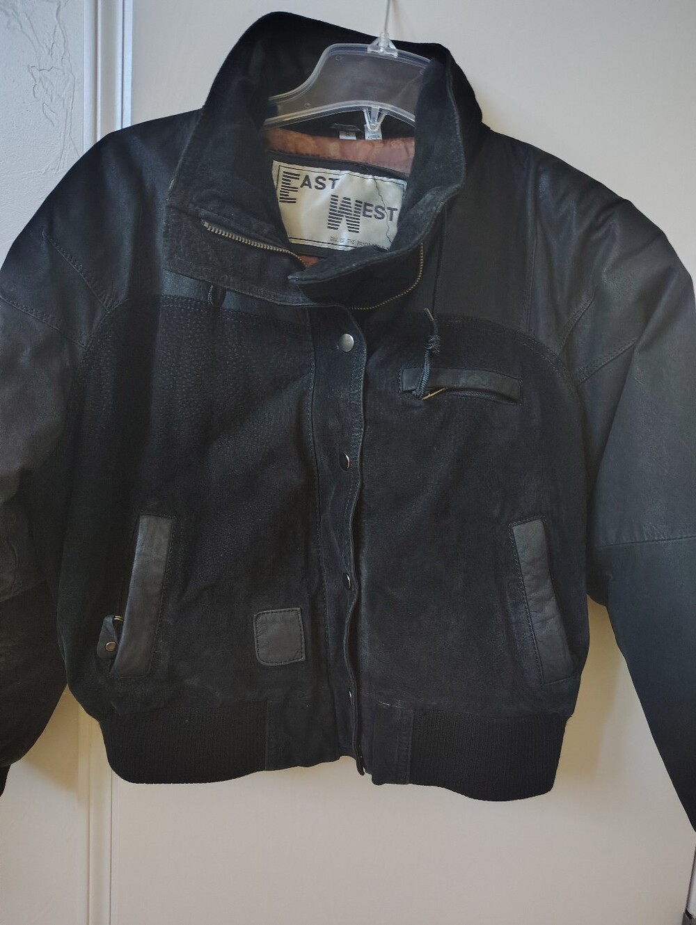 Black Women's/ Unisex Leather Bomber Jacket S